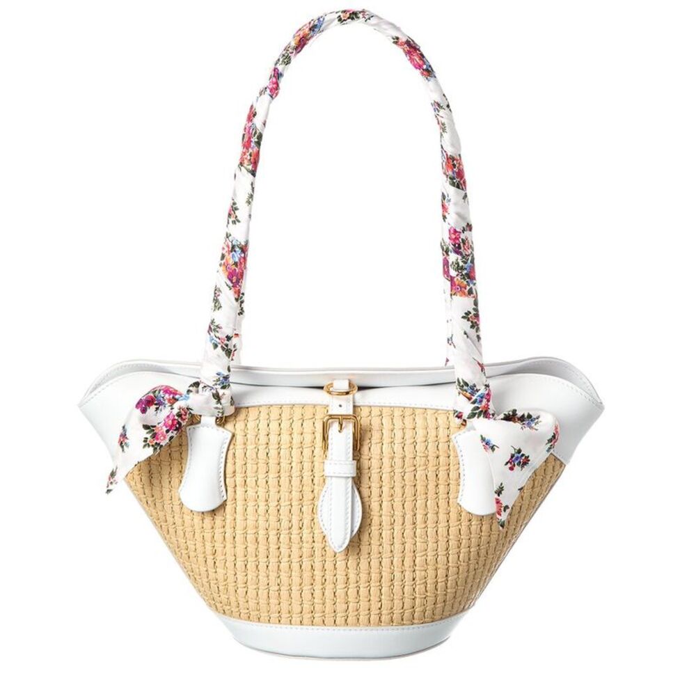 Dolce & Gabbana Capri Raffia & Leather Shoulder Bag